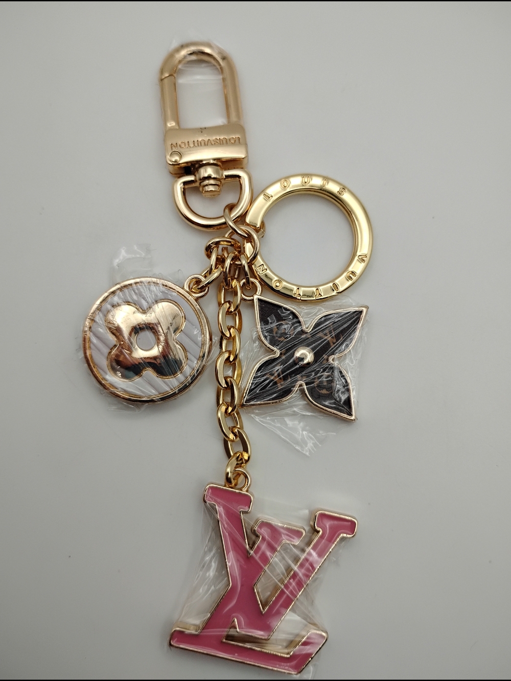 Louis Vuitton Fuscia Pink and Gold Monogram Key Charm BNWOT